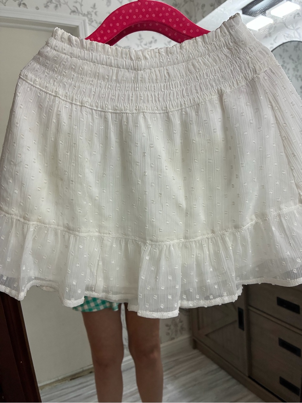 abercrombie kids White Swiss Dot Ruffle Skirt